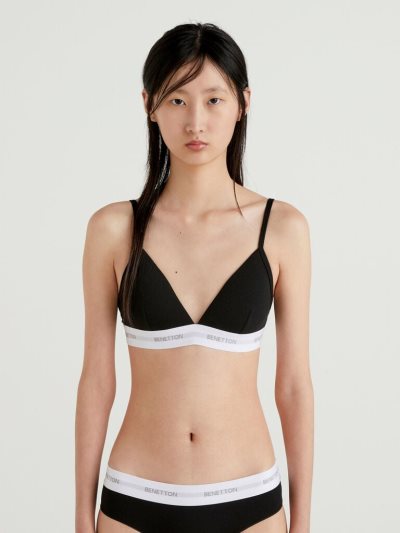 Women's Benetton Triangle Bras Black | NZ153730