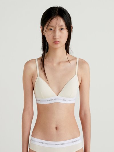 Women's Benetton Triangle Bras Cream White | NZ126919