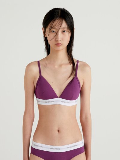Women's Benetton Triangle Bras Purple | NZ227413