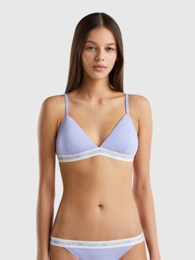 Women's Benetton Triangle Organic Cotton Bras Lavender | NZ734852