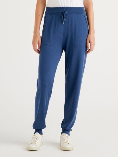Women's Benetton Tricot Drawstring Trousers Blue | NZ320643