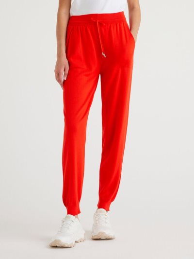 Women's Benetton Tricot Drawstring Trousers Red | NZ990663