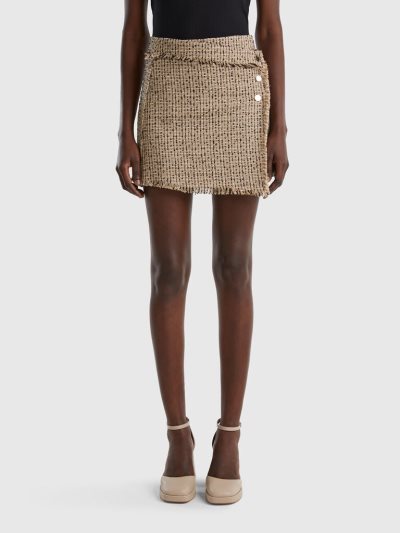 Women's Benetton Tweed Mini Skirts Beige | NZ503436