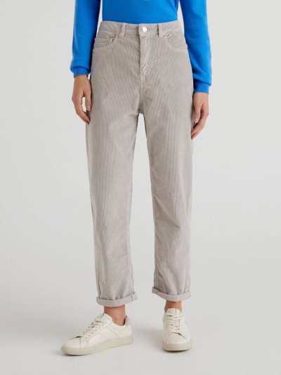 Women's Benetton Velvet Boyfriend Trousers Grey | NZ854751