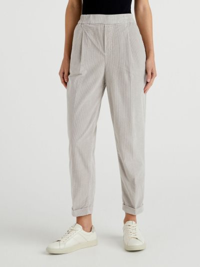 Women's Benetton Velvet Stretch Waist Chinos Grey | NZ992000