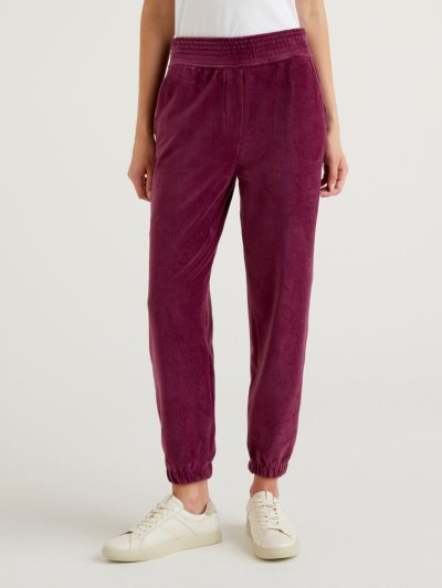 Women's Benetton Velvet Trousers Plum | NZ292226