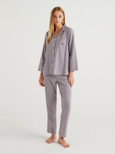 Women's Benetton Vichy Cotton Matching Sets Brown | NZ622022