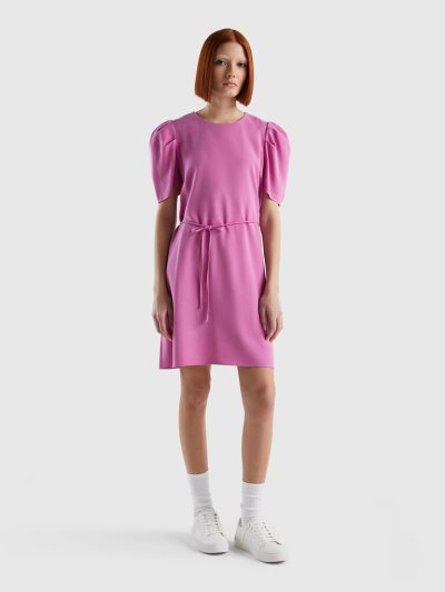 Women's Benetton Viscose Blend Short Dress Pink | NZ190497