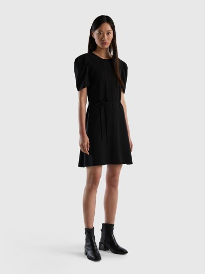 Women's Benetton Viscose Blend Short Dress Black | NZ349309