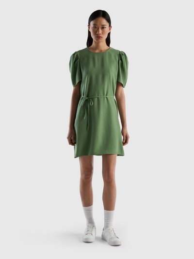 Women's Benetton Viscose Blend Short Dress Green | NZ840583