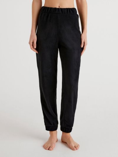 Women's Benetton Warm Fleece Trousers Black | NZ637960