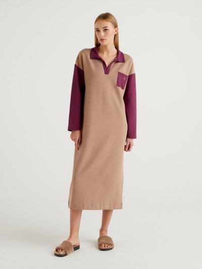 Women's Benetton Warm Stretch Cotton Dress Dove Grey | NZ979415
