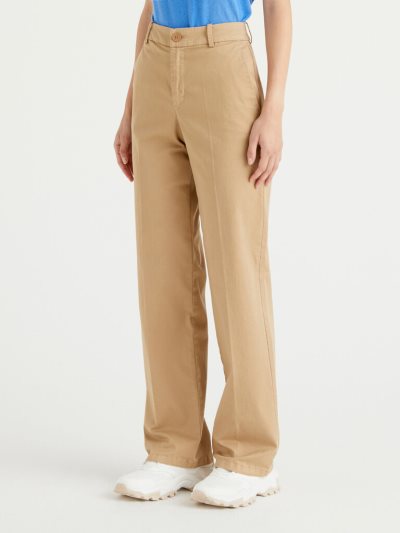 Women's Benetton Wide Leg Trousers Beige | NZ747856