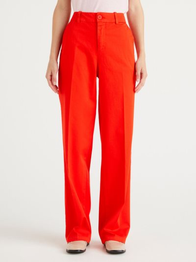 Women's Benetton Wide Leg Trousers Red | NZ227496