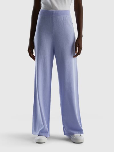 Women's Benetton Wool And Cashmere Blend Trousers Light Blue | NZ555492