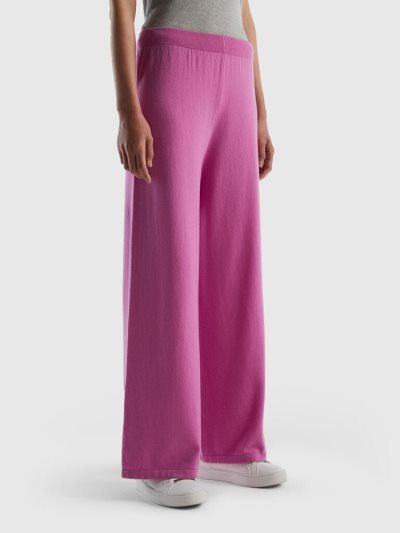 Women's Benetton Wool And Cashmere Blend Trousers Pink | NZ590218