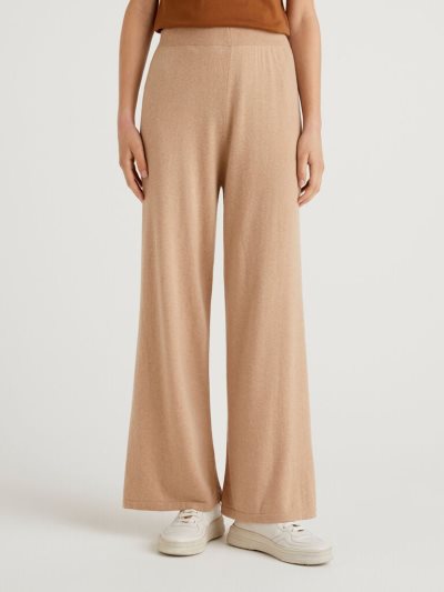 Women's Benetton Wool And Cashmere Blend Trousers Camel | NZ668907