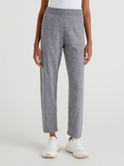Women's Benetton Wool Blend Trousers Grey | NZ128183