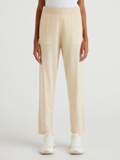 Women's Benetton Wool Blend Trousers Vanilla | NZ626560